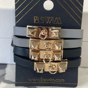 B.SWIM Bracelets(2) 1 Black,  1-Grey-One Size